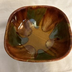 Vintage Dryden Pottery Drip Painted Square 5 X 5  Bowl
